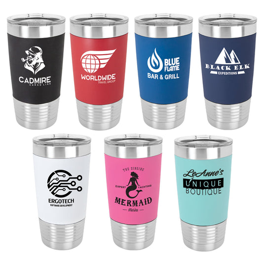 20 oz. Personalized Polar Camel Tumbler with Silicone Grip and Clear Lid